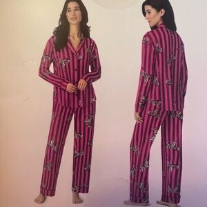 Room Service Vibrant Pink Zebra Print Pajama Set. New